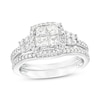 0.93 CT. T.W. Quad Princess-Cut Diamond Frame Bridal Set in 10K White Gold (H/I1)