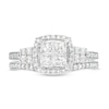 0.93 CT. T.W. Quad Princess-Cut Diamond Frame Bridal Set in 10K White Gold (H/I1)