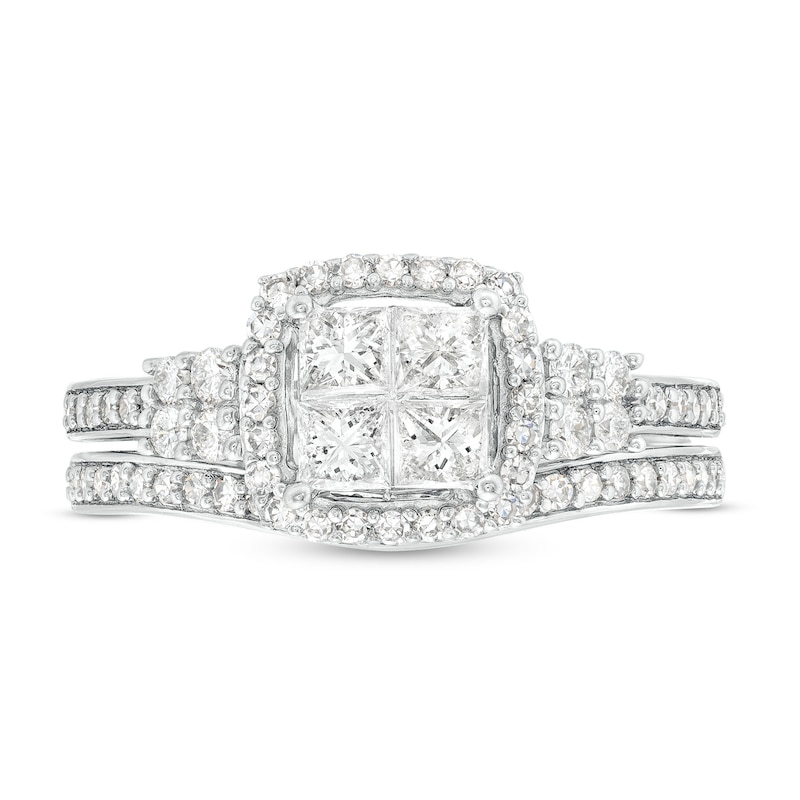 0.93 CT. T.W. Quad Princess-Cut Diamond Frame Bridal Set in 10K White Gold (H/I1)|Peoples Jewellers