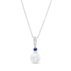 Thumbnail Image 0 of Vera Wang Love Collection 8.0mm Freshwater Cultured Pearl, Blue Sapphire and Diamond Accent Pendant in 10K White Gold