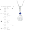 Thumbnail Image 2 of Vera Wang Love Collection 8.0mm Freshwater Cultured Pearl, Blue Sapphire and Diamond Accent Pendant in 10K White Gold