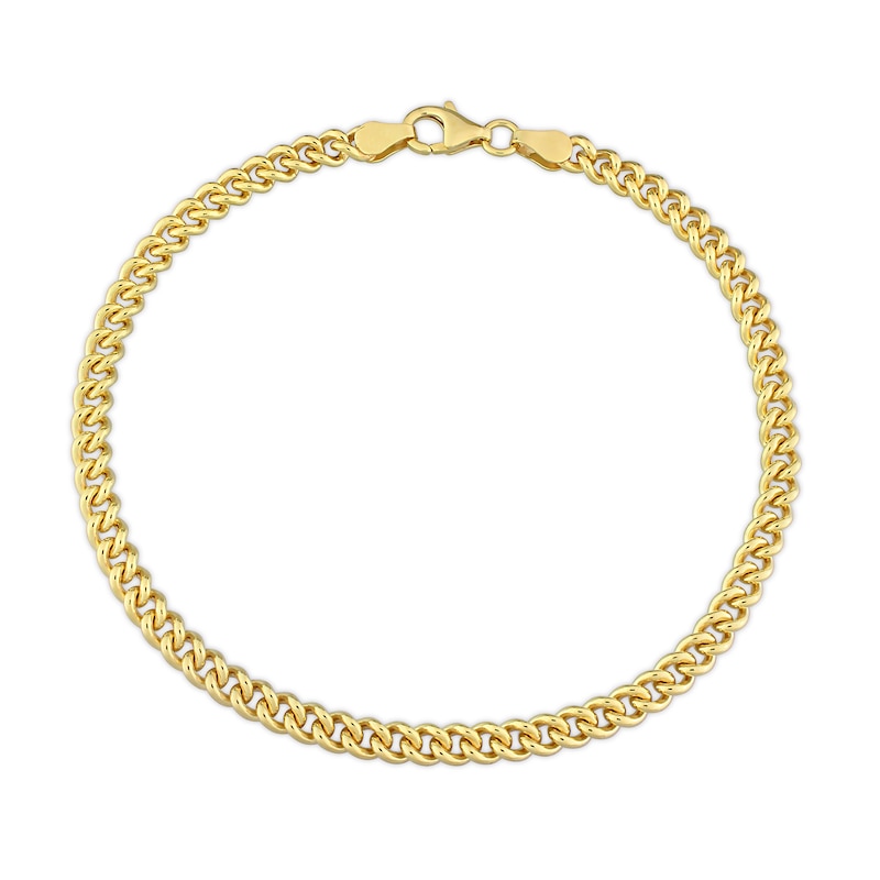 4.4mm Curb Chain Anklet in Sterling Silver in Gold-Tone Flash Plate - 9"|Peoples Jewellers