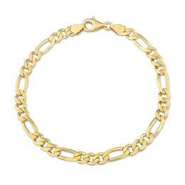 5.5mm Figaro Chain Anklet in Sterling Silver with Gold-Tone Flash Plate - 9&quot;