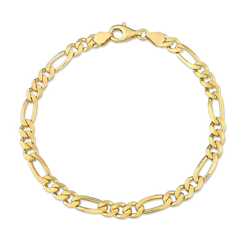 5.5mm Figaro Chain Anklet in Sterling Silver with Gold-Tone Flash Plate - 9"|Peoples Jewellers