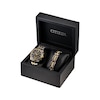 Thumbnail Image 0 of Men's Citizen Eco-Drive® Crystal Two-Tone Chronograph Watch with Black Dial and Bracelet Box Set (Model: AT2454-65E)