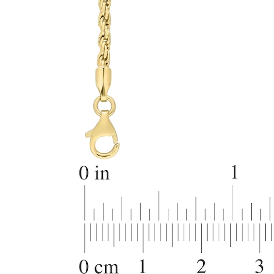 2.2mm Rope Chain Anklet in Sterling Silver with Gold-Tone Flash Plate - 9"