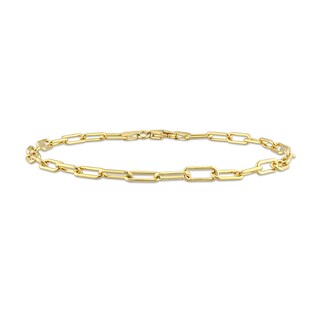 3.5mm Paper Clip Chain Anklet in Sterling Silver with Gold-Tone Flash Plate - 9"