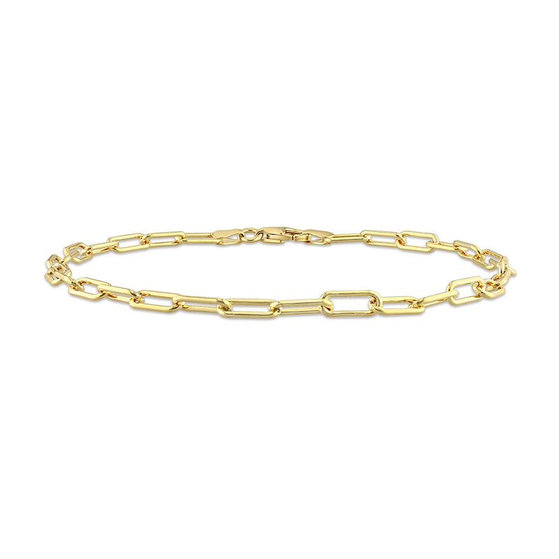 3.5mm Paper Clip Chain Anklet in Sterling Silver with Gold-Tone Flash Plate - 9"|Peoples Jewellers