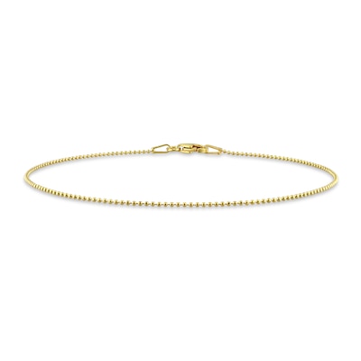 1.0mm Ball Chain Anklet in Sterling Silver with Gold-Tone Flash Plate - 9"