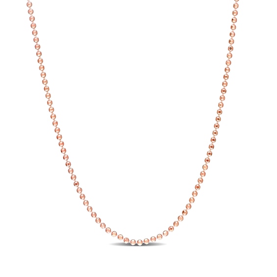 1.5mm Bead Chain Necklace in Sterling Silver with Rose-Tone Flash Plate