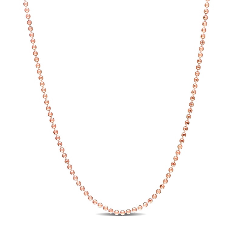 1.5mm Bead Chain Necklace in Sterling Silver with Rose-Tone Flash Plate