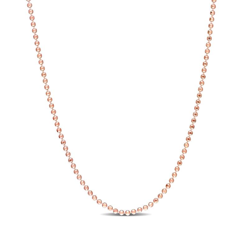 1.5mm Bead Chain Necklace in Sterling Silver with Rose-Tone Flash Plate|Peoples Jewellers