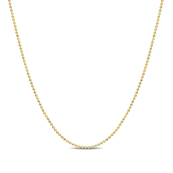 1.0mm Bead Chain Necklace in Sterling Silver with Gold-Tone Flash Plate