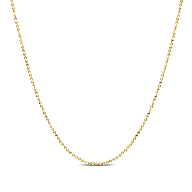 1.0mm Bead Chain Necklace in Sterling Silver with Gold-Tone Flash Plate - 20"