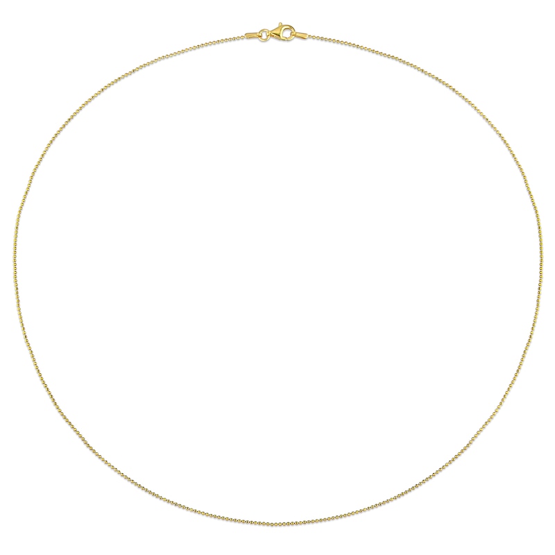 1.0mm Bead Chain Necklace in Sterling Silver with Gold-Tone Flash Plate