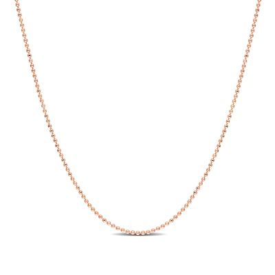 1.0mm Bead Chain Necklace in Sterling Silver with Rose-Tone Flash Plate