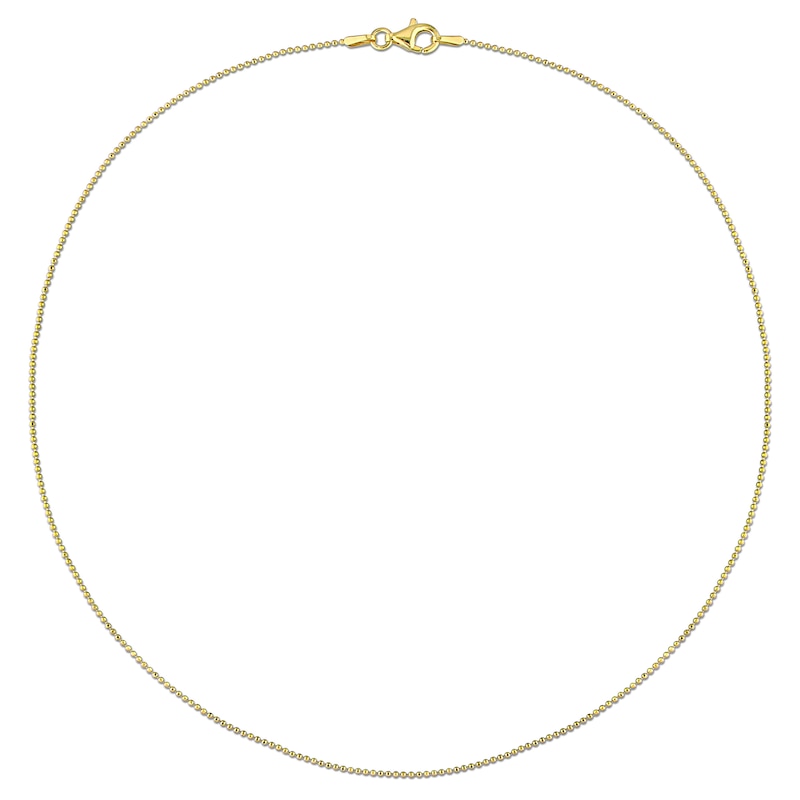 Main Image 3 of 1.0mm Bead Chain Necklace in Sterling Silver with Gold-Tone Flash Plate - 16&quot;