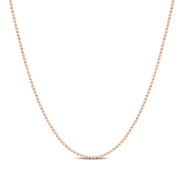 1.0mm Bead Chain Necklace in Sterling Silver with Rose-Tone Flash Plate - 16&quot;