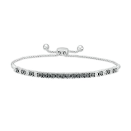0.15 CT. T.W. Black and White Diamond Line Bolo Bracelet in Sterling Silver – 9.5&quot;