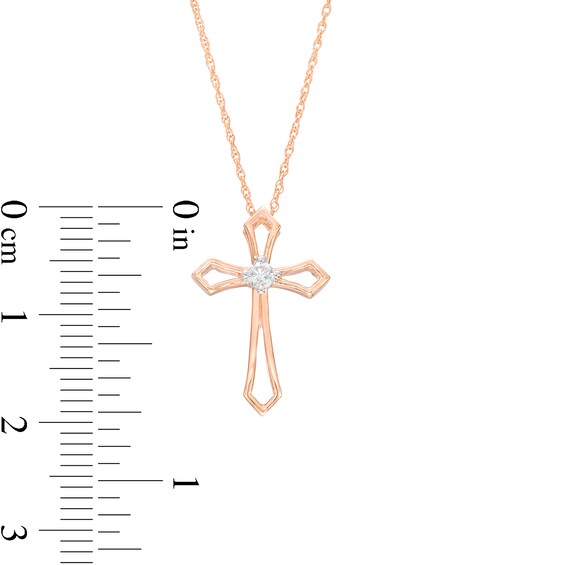 0.04 CT. Diamond Solitaire Flared Cross Pendant in 10K Rose Gold