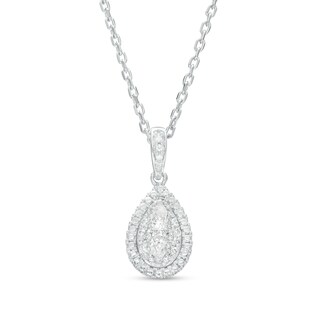 Forever Connected 0.10 CT. T.W. Pear-Shaped Diamond Frame Pendant in Sterling Silver