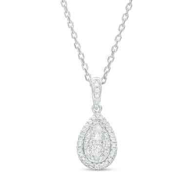 Forever Connected 0.10 CT. T.W. Pear-Shaped Diamond Frame Pendant in Sterling Silver