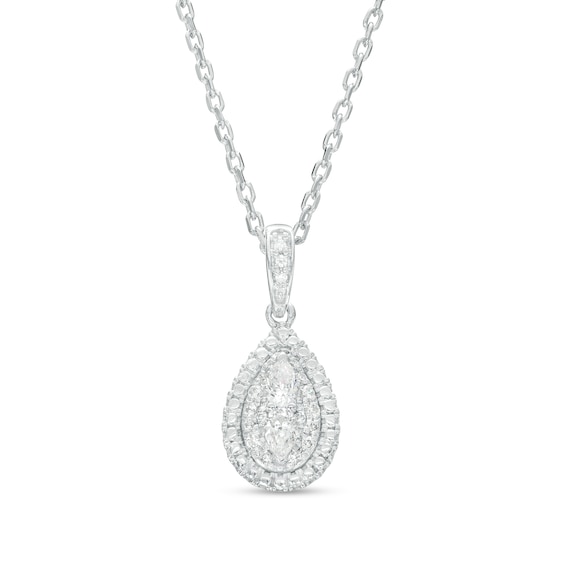 Forever Connected 0.10 CT. T.W. Pear-Shaped Diamond Frame Pendant in Sterling Silver