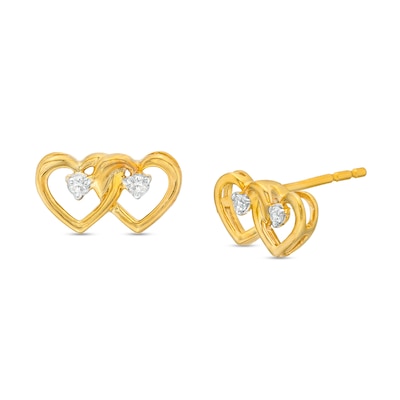 Diamond Accent Interlocking Hearts Stud Earrings in 10K Gold