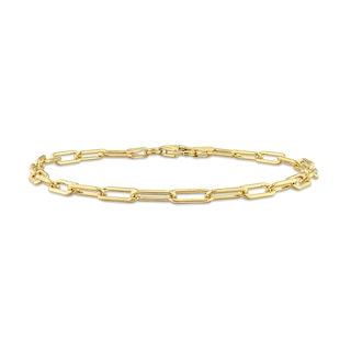 3.5mm Paper Clip Chain Bracelet in Sterling Silver with Gold-Tone Flash Plate - 7.5"