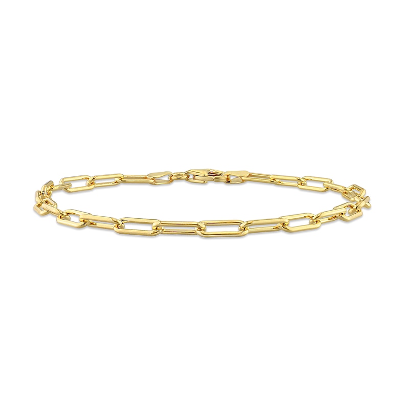 3.5mm Paper Clip Chain Bracelet in Sterling Silver with Gold-Tone Flash Plate - 7.5"|Peoples Jewellers