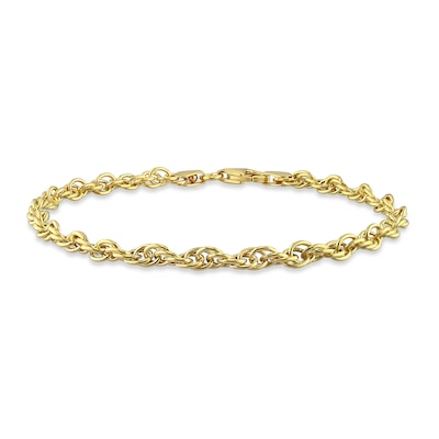 Ladies' 3.7mm Singapore Chain Bracelet in Sterling Silver with Gold-Tone Flash Plate - 7.5"