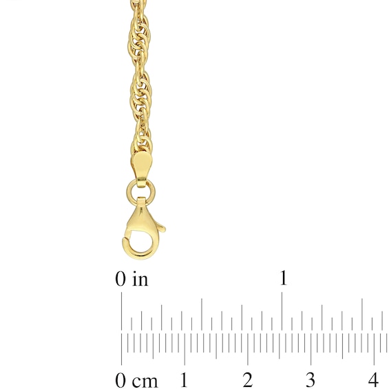 Ladies' 3.7mm Singapore Chain Bracelet in Sterling Silver with Gold-Tone Flash Plate - 7.5"