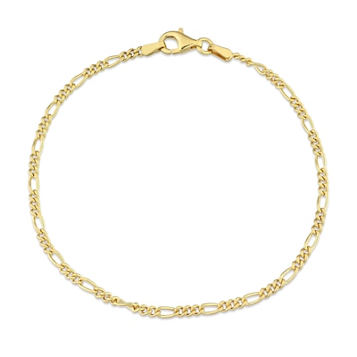 Ladies' 2.2mm Figaro Chain Bracelet in Sterling Silver with Gold-Tone Flash Plate - 7.5"