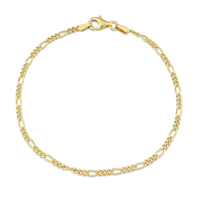 Ladies' 2.2mm Figaro Chain Bracelet in Sterling Silver with Gold-Tone Flash Plate - 7.5"|Peoples Jewellers