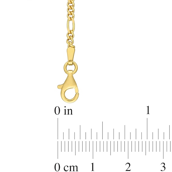 Ladies' 2.2mm Figaro Chain Bracelet in Sterling Silver with Gold-Tone Flash Plate - 7.5"