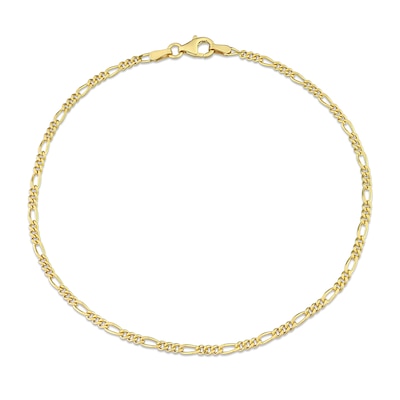 Men's 2.2mm Figaro Chain Bracelet in Sterling Silver with Gold-Tone Flash Plate - 9"