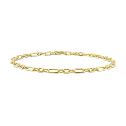 Ladies' 3.0mm Figaro Chain Bracelet in Sterling Silver with Gold-Tone Flash Plate - 7.5&quot;