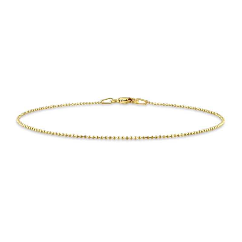 Men's 1.0mm Bead Chain Bracelet in Sterling Silver with Gold-Tone Flash Plate - 9"