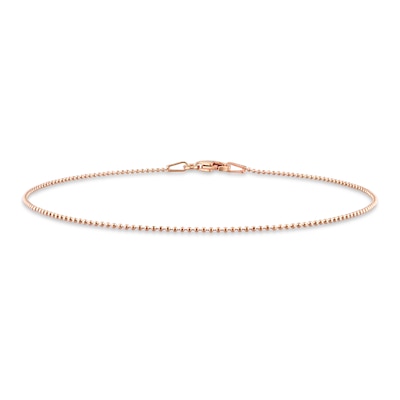 Men's 1.0mm Bead Chain Bracelet in Sterling Silver with Rose-Tone Flash Plate - 9"