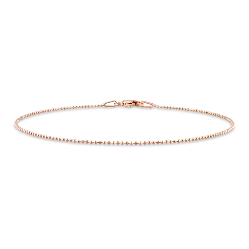 Men's 1.0mm Bead Chain Bracelet in Sterling Silver with Rose-Tone Flash Plate - 9"