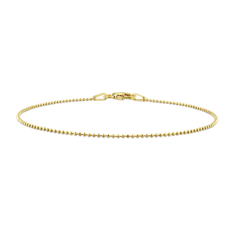 Ladies' 1.0mm Bead Chain Bracelet in Sterling Silver with Gold-Tone Flash Plate - 7.5"|Peoples Jewellers