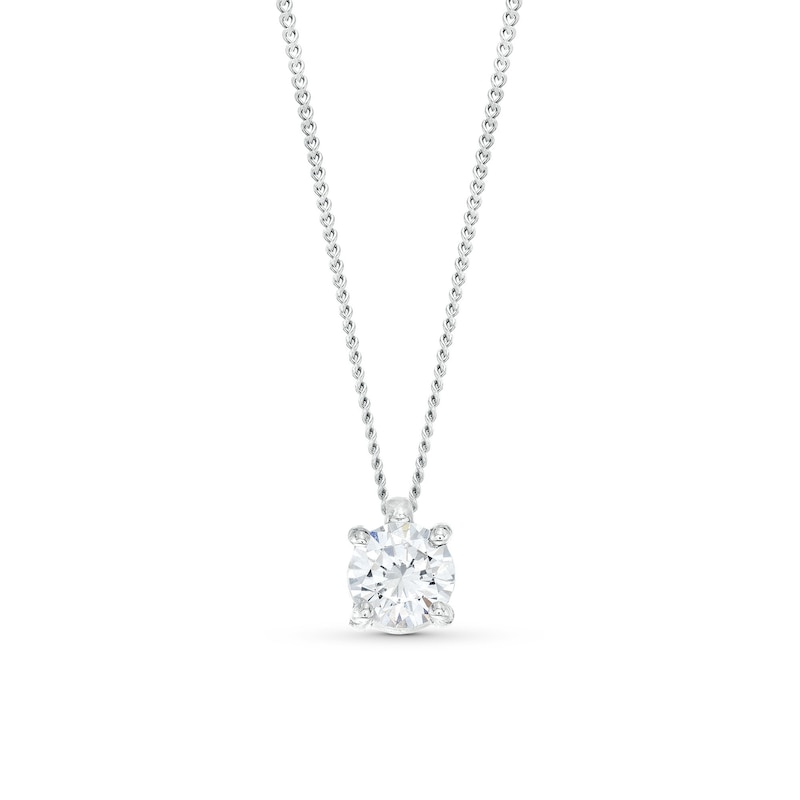 Main Image 1 of 0.50 CT. Certified Diamond Solitaire Pendant in 14K White Gold (J/I3) – 19&quot;