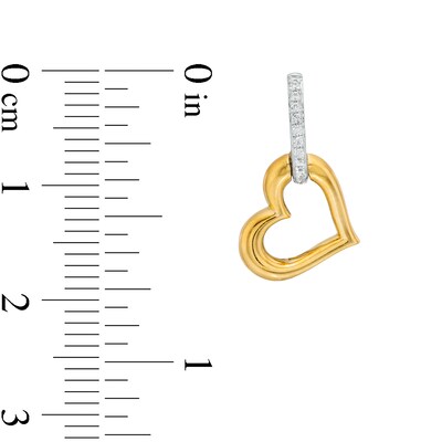 0.09 CT. T.W. Diamond Linked Heart Drop Earrings in Sterling Silver and 10K Gold