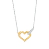 Thumbnail Image 0 of 0.09 CT. T.W. Diamond Linked Open Heart Necklace in Sterling Silver and 10K Gold