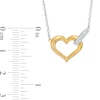 Thumbnail Image 2 of 0.09 CT. T.W. Diamond Linked Open Heart Necklace in Sterling Silver and 10K Gold