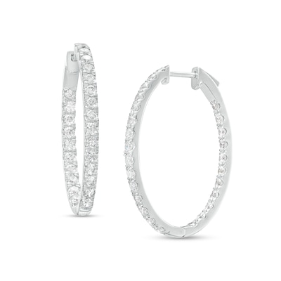 3.00 CT. T.W. Certified Lab-Created Diamond Oval Hoop Earrings in 14K White Gold (F/SI2)