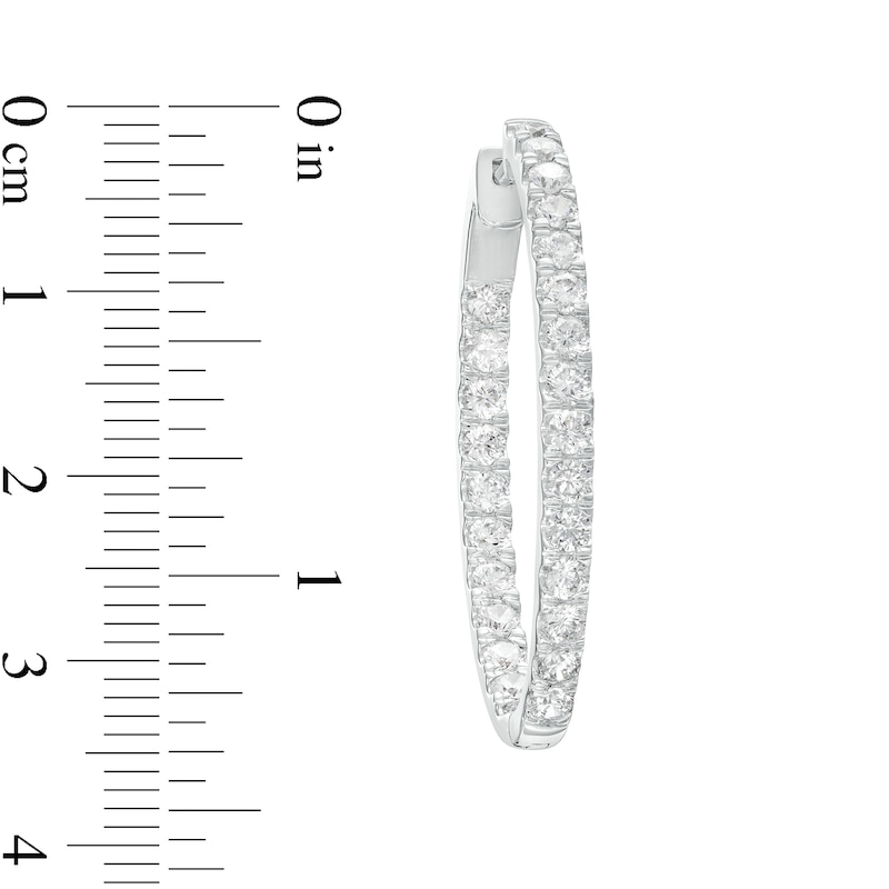 3.00 CT. T.W. Certified Lab-Created Diamond Oval Hoop Earrings in 14K White Gold (F/SI2)|Peoples Jewellers