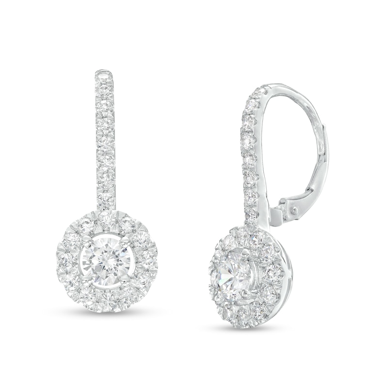 2.00 CT. T.W. Certified Lab-Created Diamond Frame Drop Earrings in 14K White Gold (F/SI2)|Peoples Jewellers