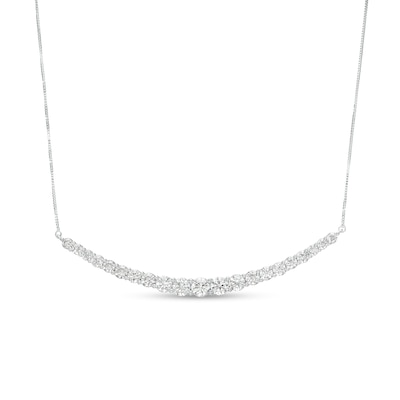 2.00 CT. T.W. Certified Lab-Created Diamond Graduated Curved Necklace in 14K White Gold (F/SI2)