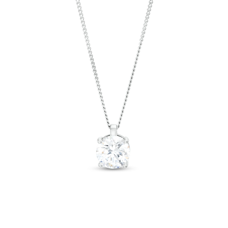 Main Image 1 of 1.00 CT. Certified Diamond Solitaire Pendant in 14K White Gold (J/I3) – 19&quot;